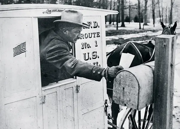 Image of a rural carrier in 1908