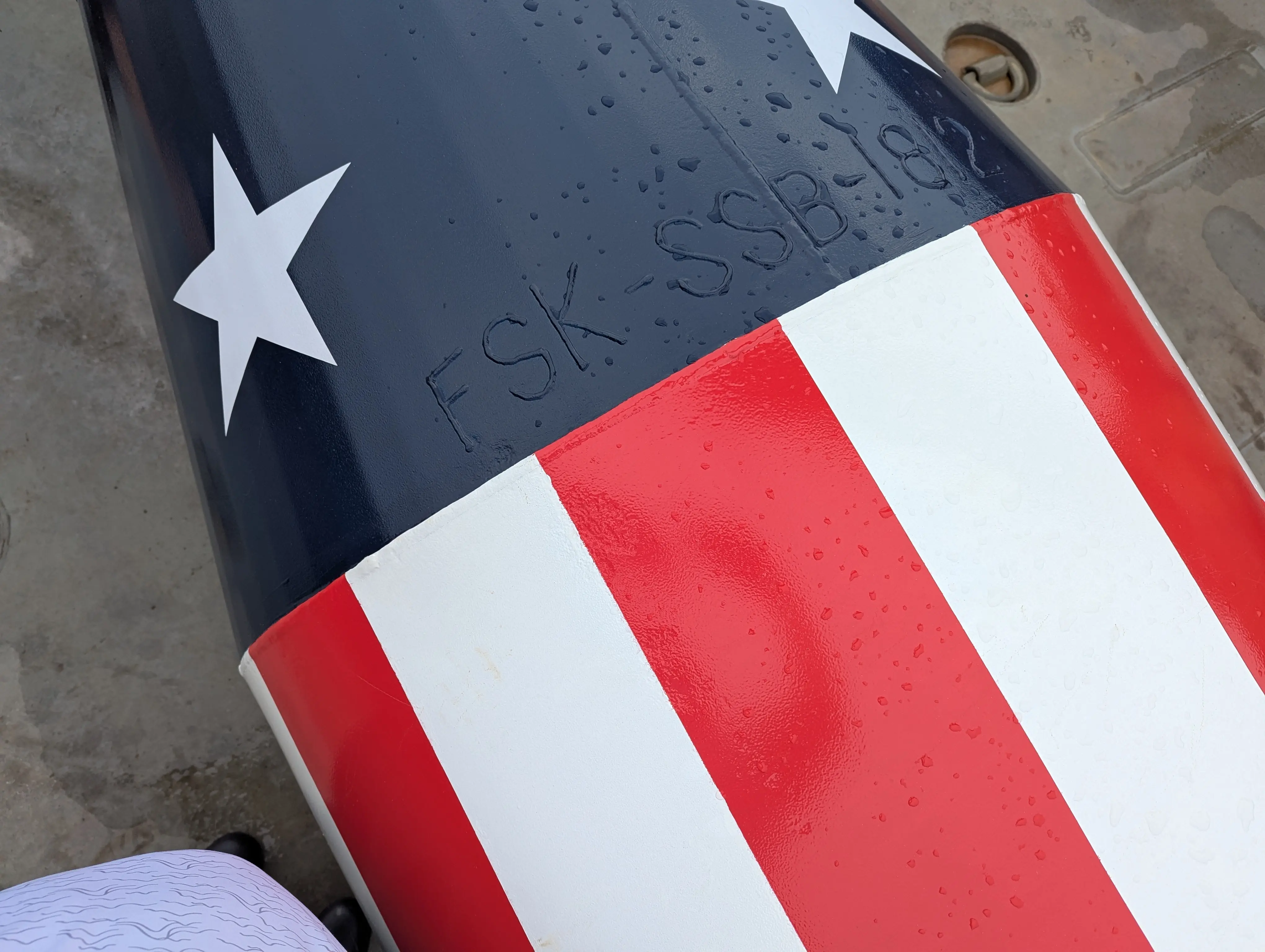 Close up of the buoy's labeling