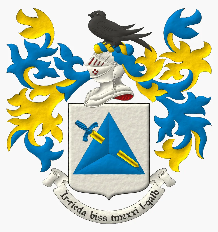 Full heraldic achievement of James Patrick Howard II, interpreted by Dr Antonio Salmerón