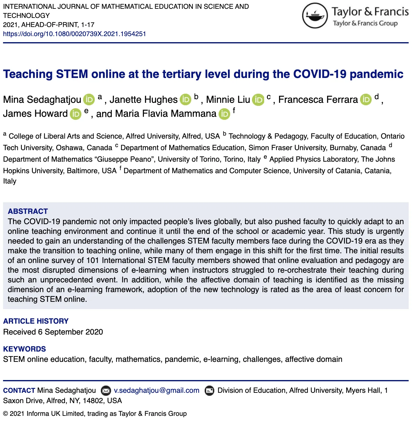 Front page of article
